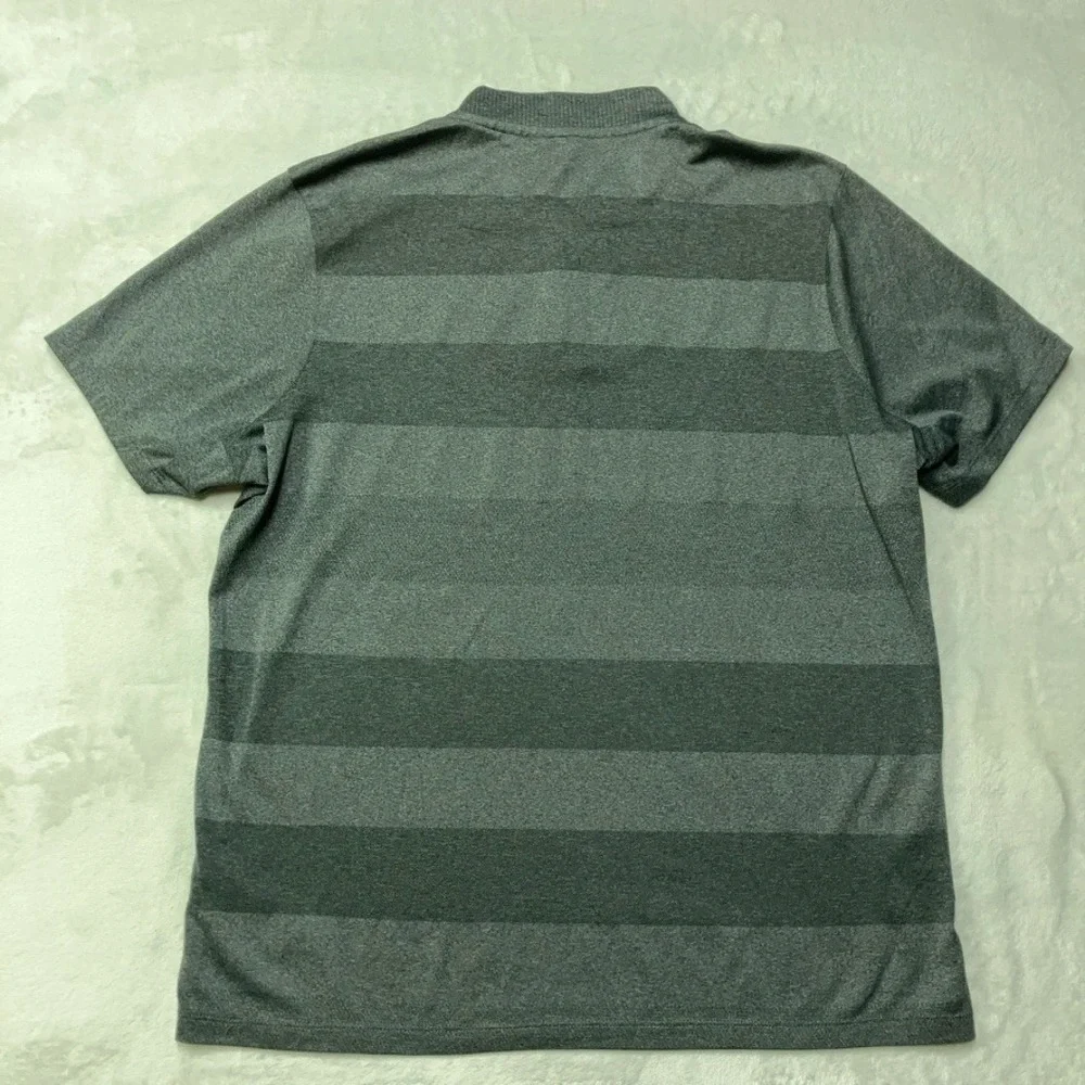 Nike Golf Blade Collar Polo Shirt Gray Modern Dri Fit Stripe 799107 Mens Large